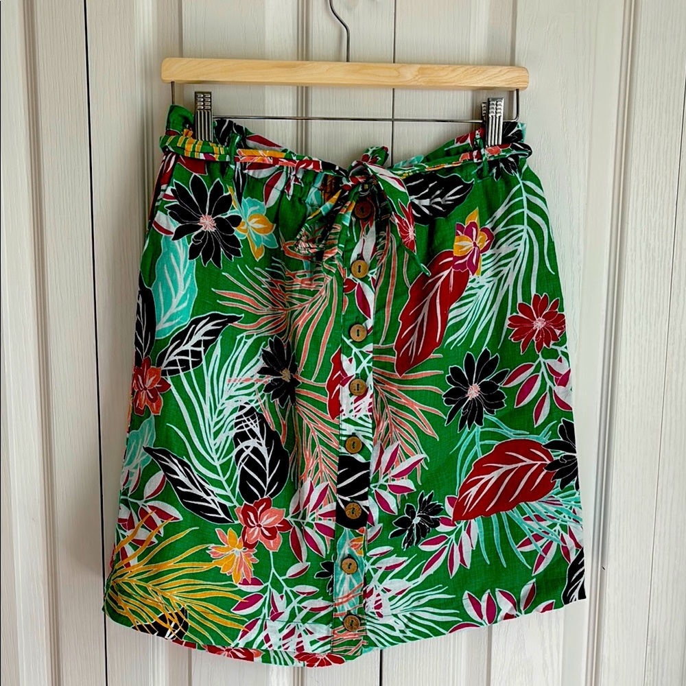 Cynthia Rowley Floral Linen Mini Skirt. Size Large